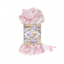 ALIZE PUFFY COLOR 5863 белый/розовый